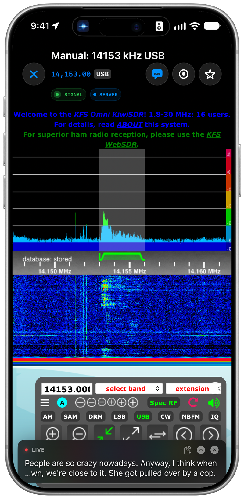 Echo Pro live transcription while listening to a remote SDR